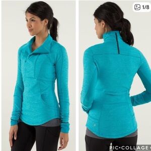 Lululemon Base Runner 1/2 Zip Pullover Shirt Turquoise Blue Womens 6